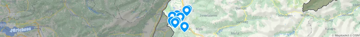 Kartenansicht für Apotheken-Notdienste in der Nähe von Göfis (Feldkirch, Vorarlberg)